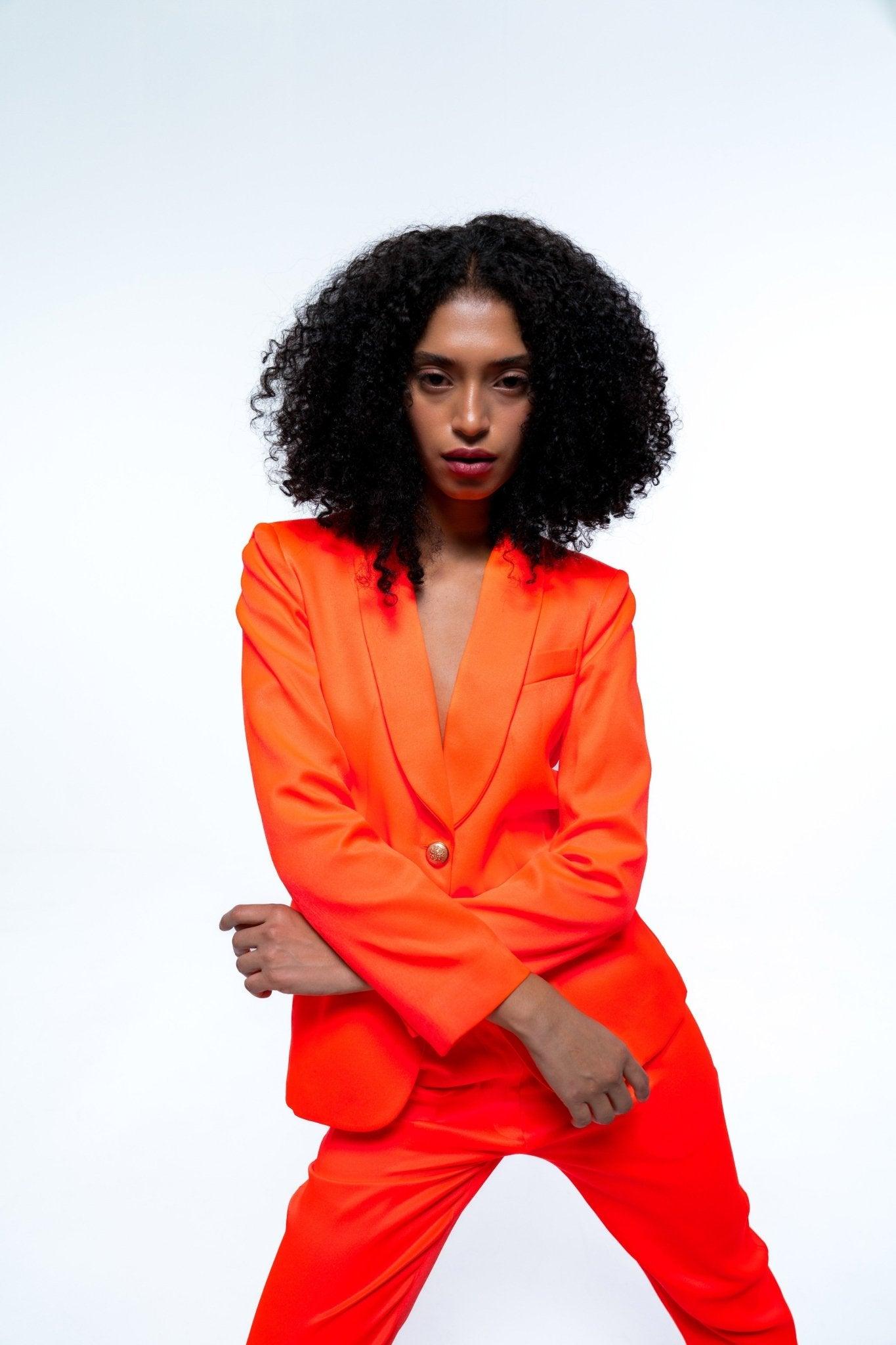 ORANGE SINGLE BREASTED BLAZER PANT CO - ORD SET - Sotbella