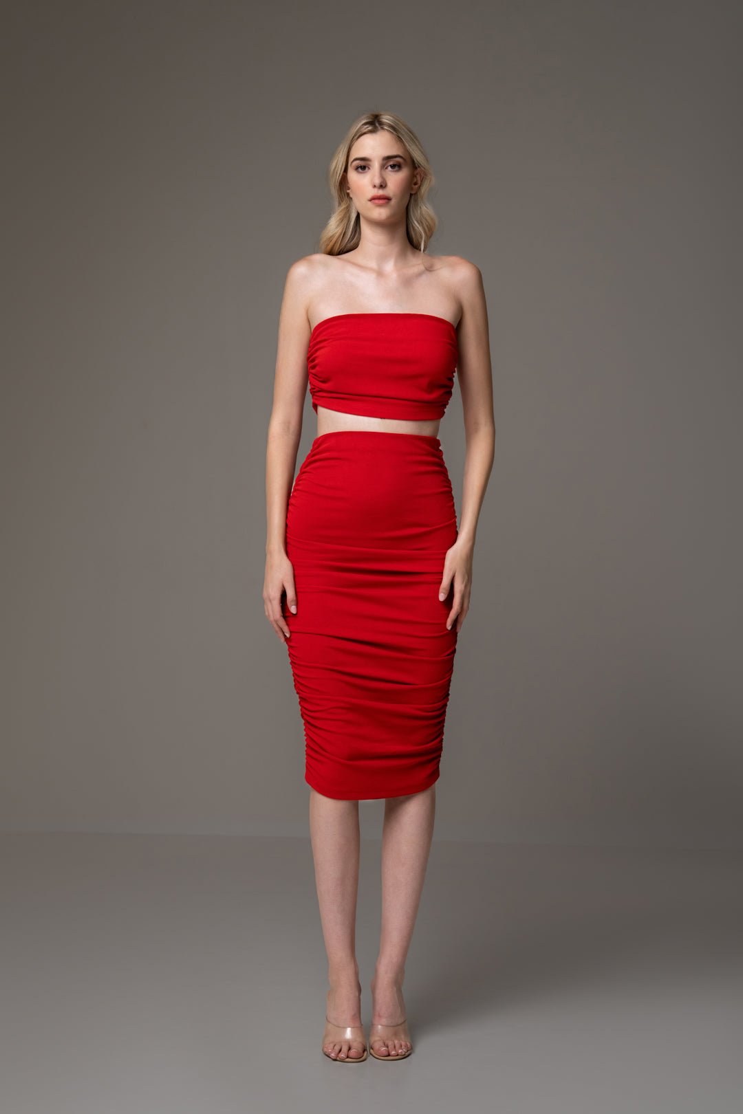 RUCHED TOP AND SKIRT CO-ORD SET – Sotbella