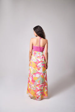 TROPICAL HALTER NECK MAXI DRESS - Sotbella