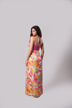 TROPICAL HALTER NECK MAXI DRESS - Sotbella