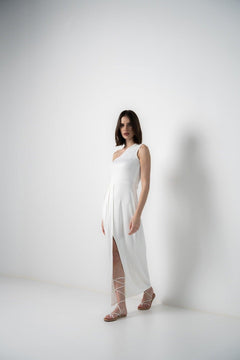 WHITE ASYMMETRIC DRESS - Sotbella