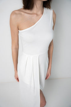 WHITE ASYMMETRIC DRESS - Sotbella