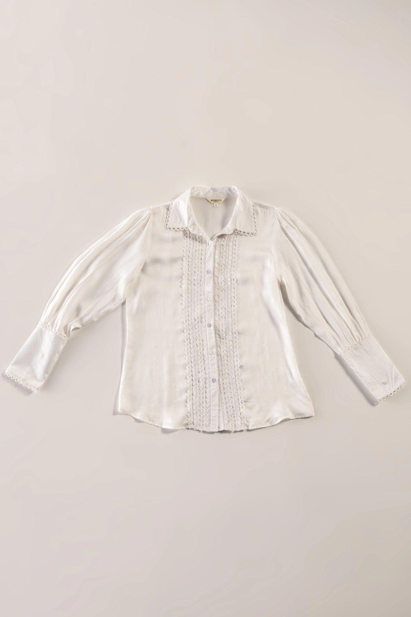 White Laced Satin Shirt - Sotbella
