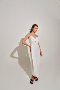 WHITE ROSE DELICATE MAXI DRESS - Sotbella