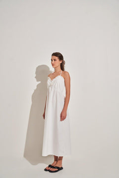 WHITE ROSE DELICATE MAXI DRESS - Sotbella