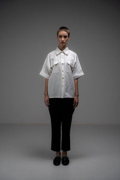 WHITE SUMMER SHIRT WITH ROMANTIC LACE DETAIL - Sotbella